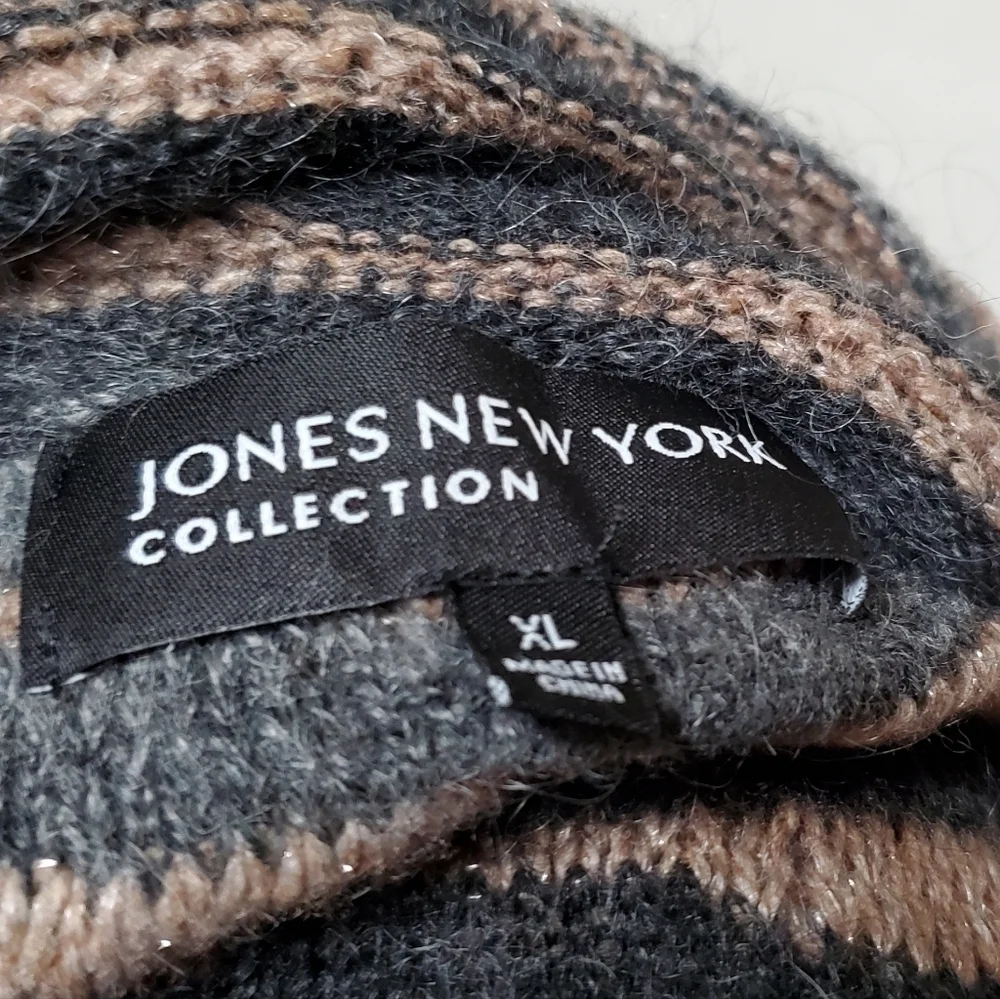 VINTAGE Y2K Jones New York Wool Mohair Multi-Knit Batwing Turtleneck Sweater XL